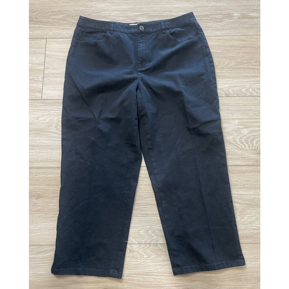 Talbots Linen Blend Black Capri Pants Women's Size 12 Stretch Cotton 22.5" insea